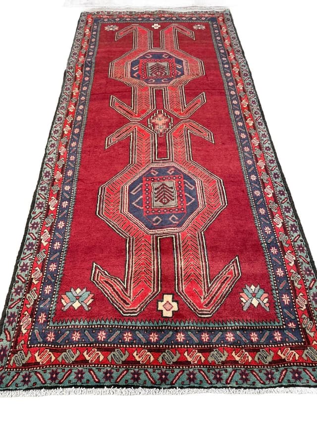 Chodnik Hamadan, czerwony, wełna, Iran - WYMIARY