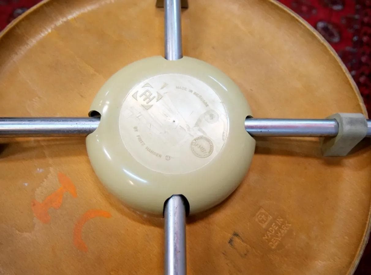 Para taboretów Dot, drewno sosna, stal chrom, proj. A. Jacobsen, dla Fritz Hansen, Dania, lata 60. - 19021