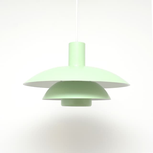 Lampa wisząca skandynawska, zielony, metal, lata 70. - WYMIARY