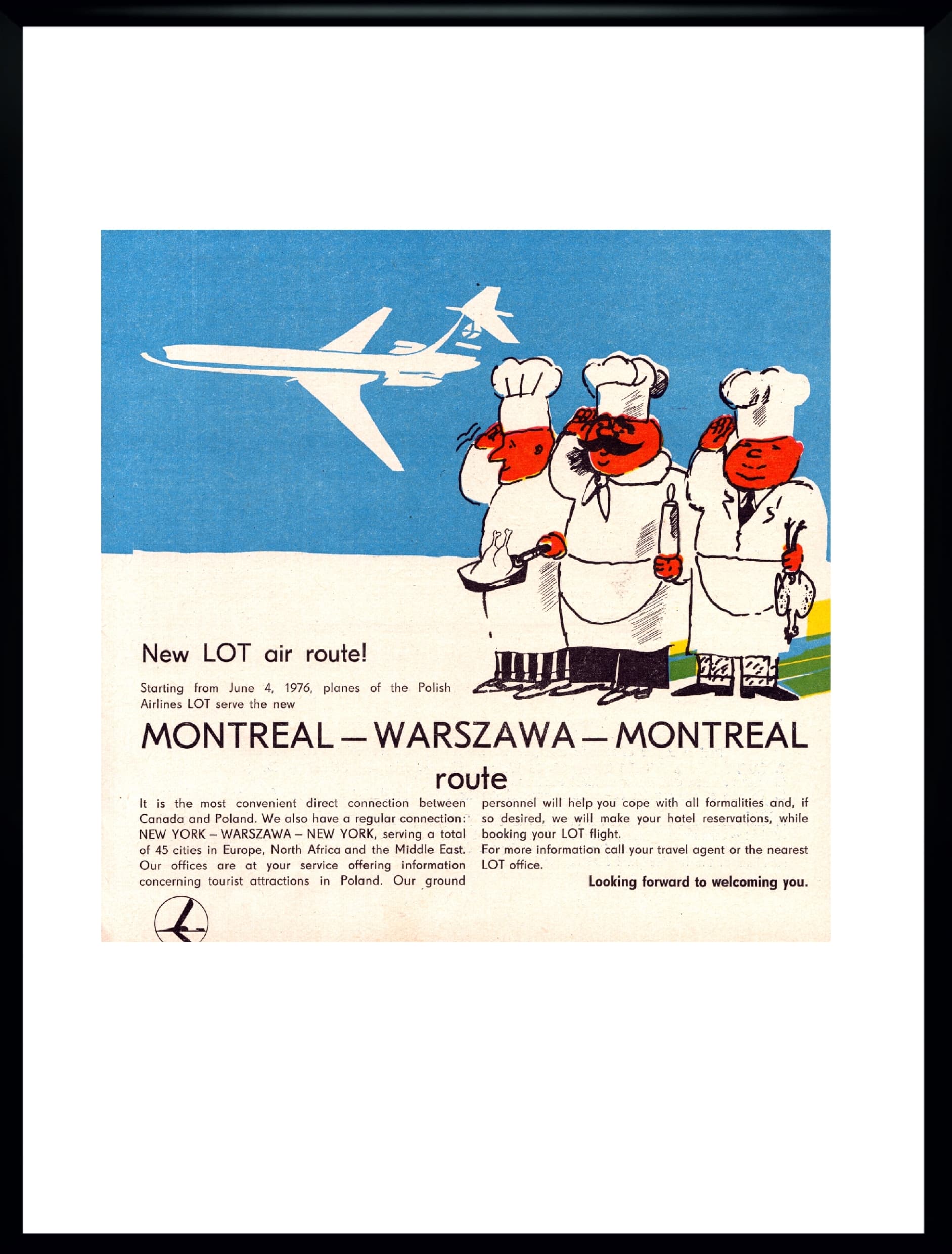 Advertising poster LOT Polish Airlines, multicolor, Poland, 1970s - 261509