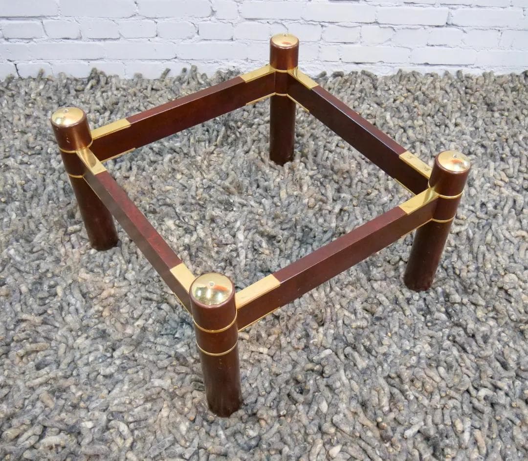 Coffee table, walnut brown, smoked glass, Italy, 1970s. - 18989