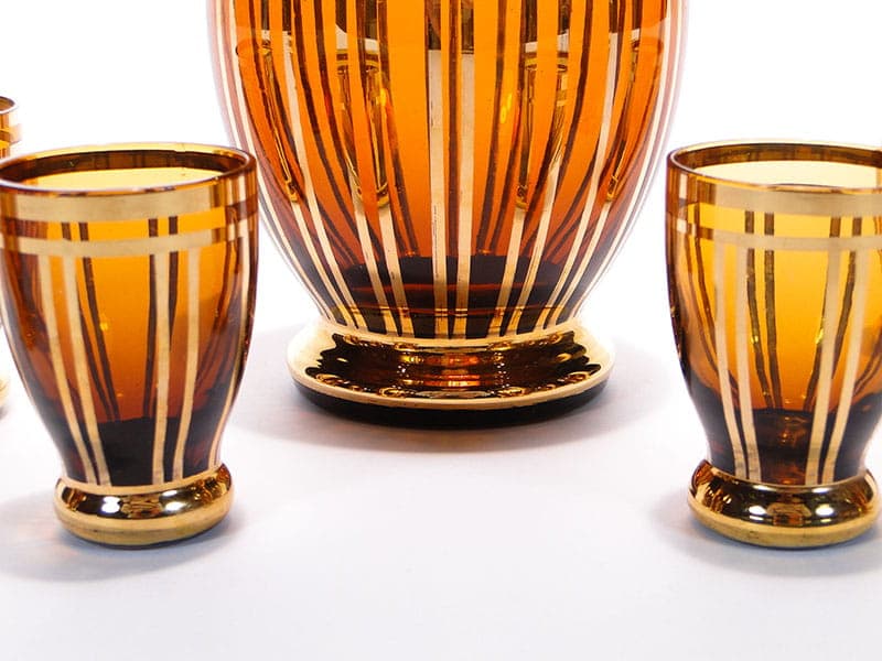Liqueur set, brown glass, Borocrystal Chribska, Czechoslovakia, 1950s - 261572