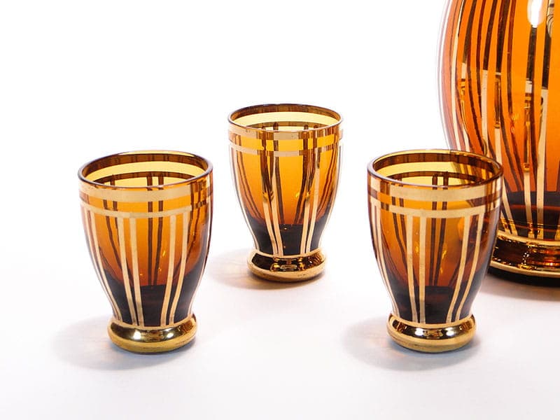 Liqueur set, brown glass, Borocrystal Chribska, Czechoslovakia, 1950s - 261570