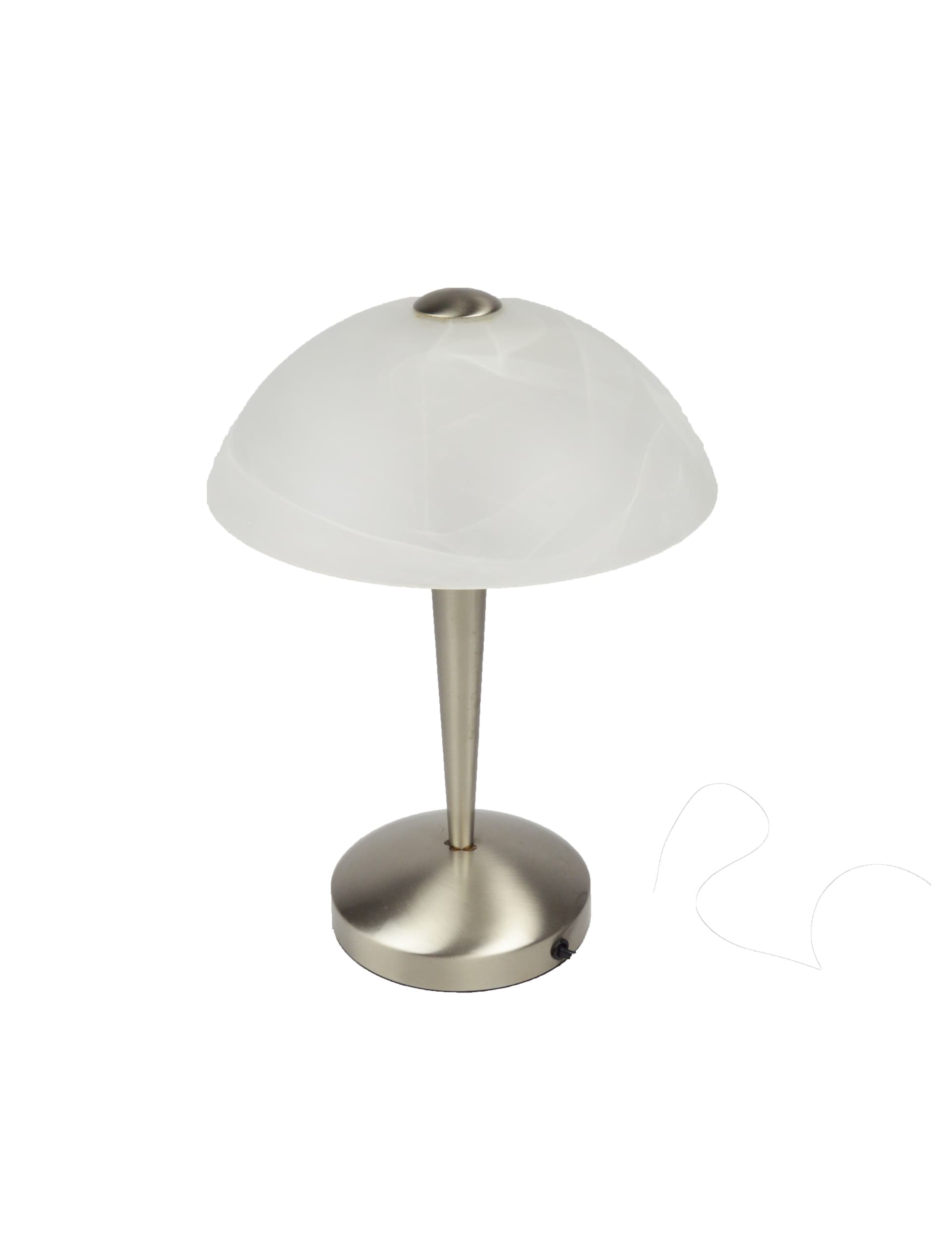 Lampa stołowa, szkło białe, stal szczotkowana, Niemcy, lata 90. - 261593