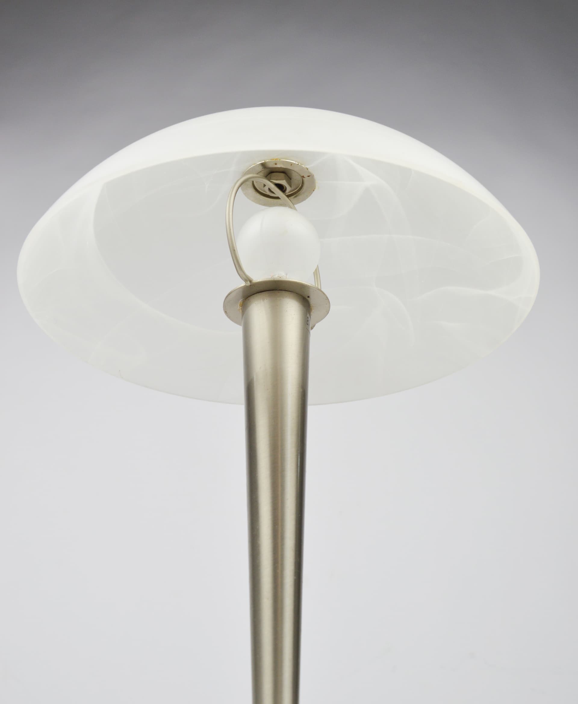 Lampa stołowa, szkło białe, stal szczotkowana, Niemcy, lata 90. - 261598