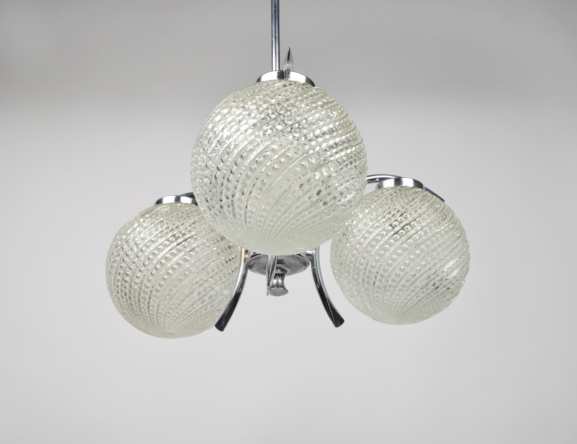 Chandelier, silver chrome, clear glass, 1970s. - 261625