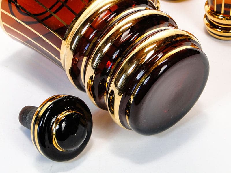 Liqueur set, gold glass, Czechoslovakia, 1950s - 261634