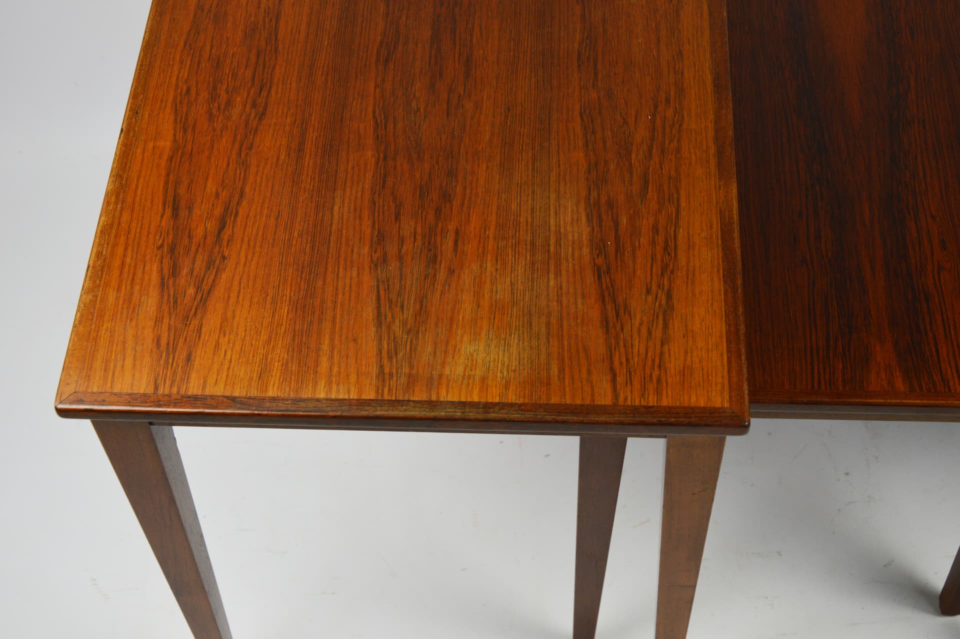 Set of three side tables, brown wood, 1970s. - 261659
