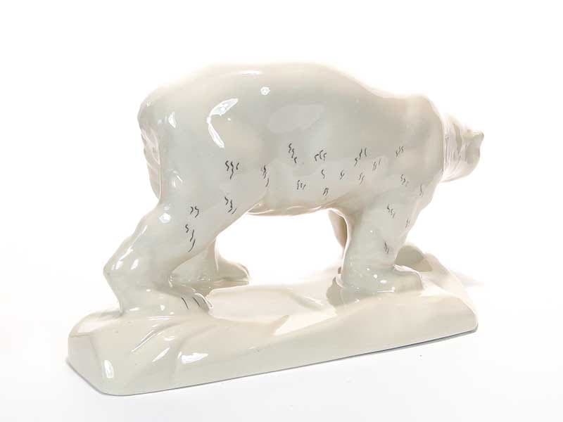 Figura niedźwiedzia polarnego, porcelana biała, Chodzież, Polska, lata 60. - 261664
