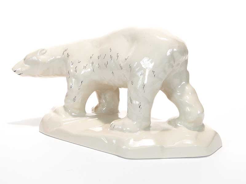 Figura niedźwiedzia polarnego, porcelana biała, Chodzież, Polska, lata 60. - 261663