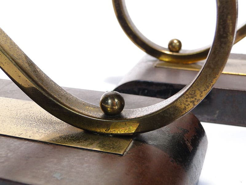 Para świeczników art deco, ebonit czarny, mosiądz złoty, Niemcy, lata 40. - 261709