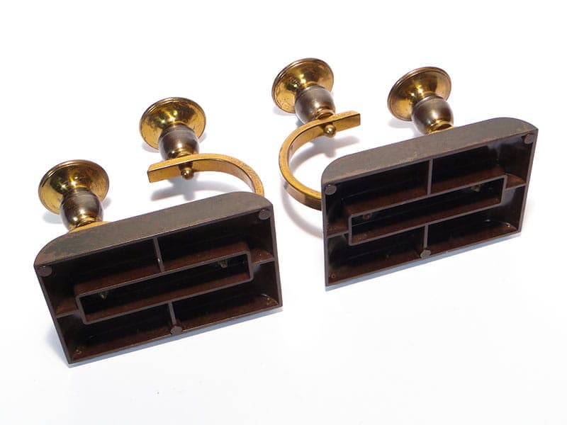 Para świeczników art deco, ebonit czarny, mosiądz złoty, Niemcy, lata 40. - 261711