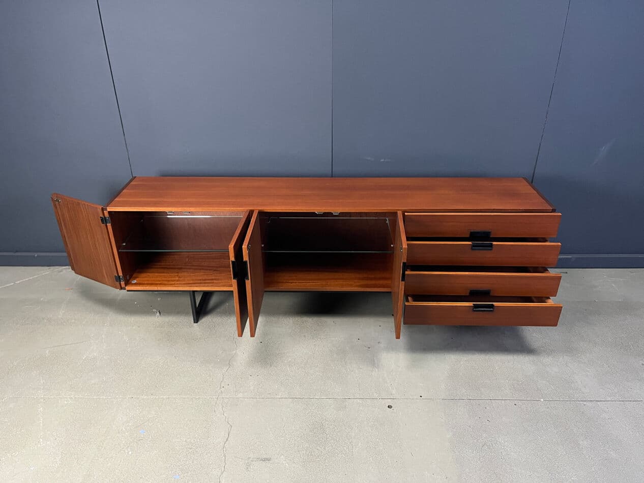 Kredens DU03 Japanese Series, teak brązowy, proj. C. Braakman, Pastoe, Holandia, lata 50. - 275783