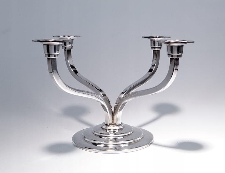 Świecznik Art Deco, srebrny, mosiądz, Belgia, lata 20. - 261719