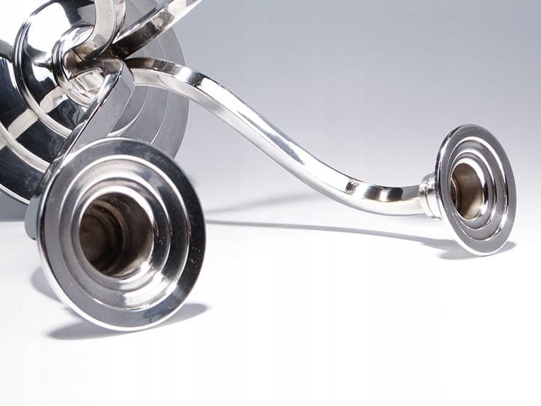 Świecznik Art Deco, srebrny, mosiądz, Belgia, lata 20. - 261726