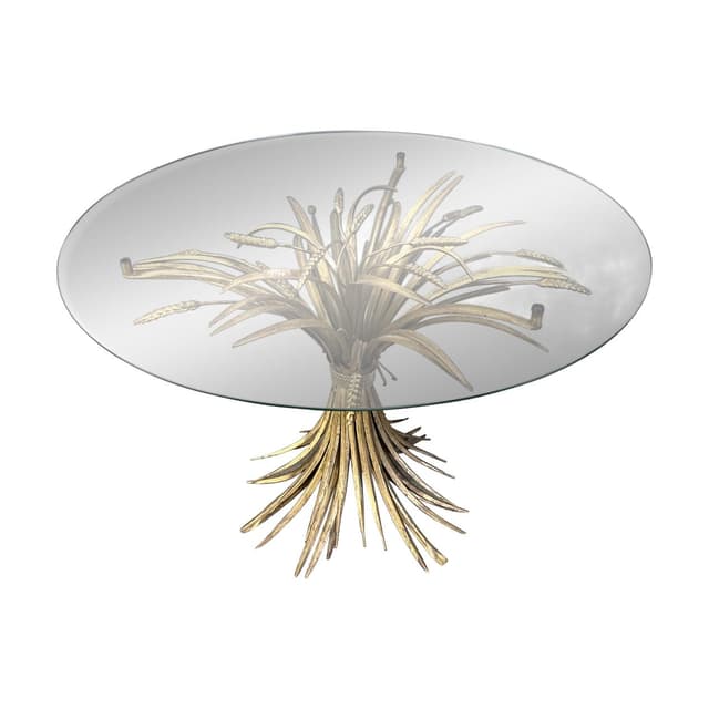 Coffee table Coco Chanel, gold iron, glass, Italy, 1960s. - DIMENSION