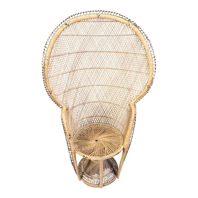 Fotel Peacock, beżowy, rattan i wiklina, Azja, lata 70. - WYMIARY