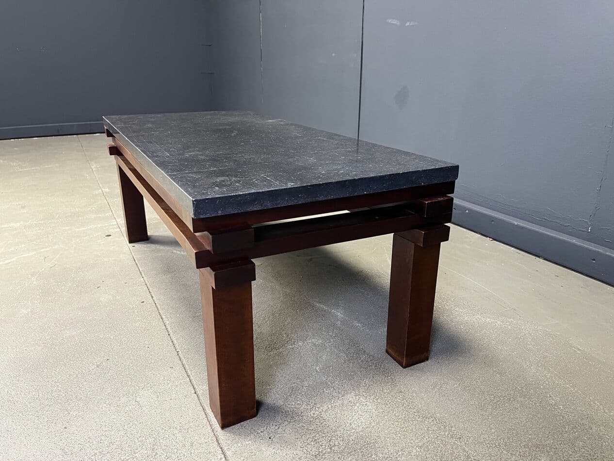 Coffee table, black marble, wood, Belgium, 1970s. - 275640