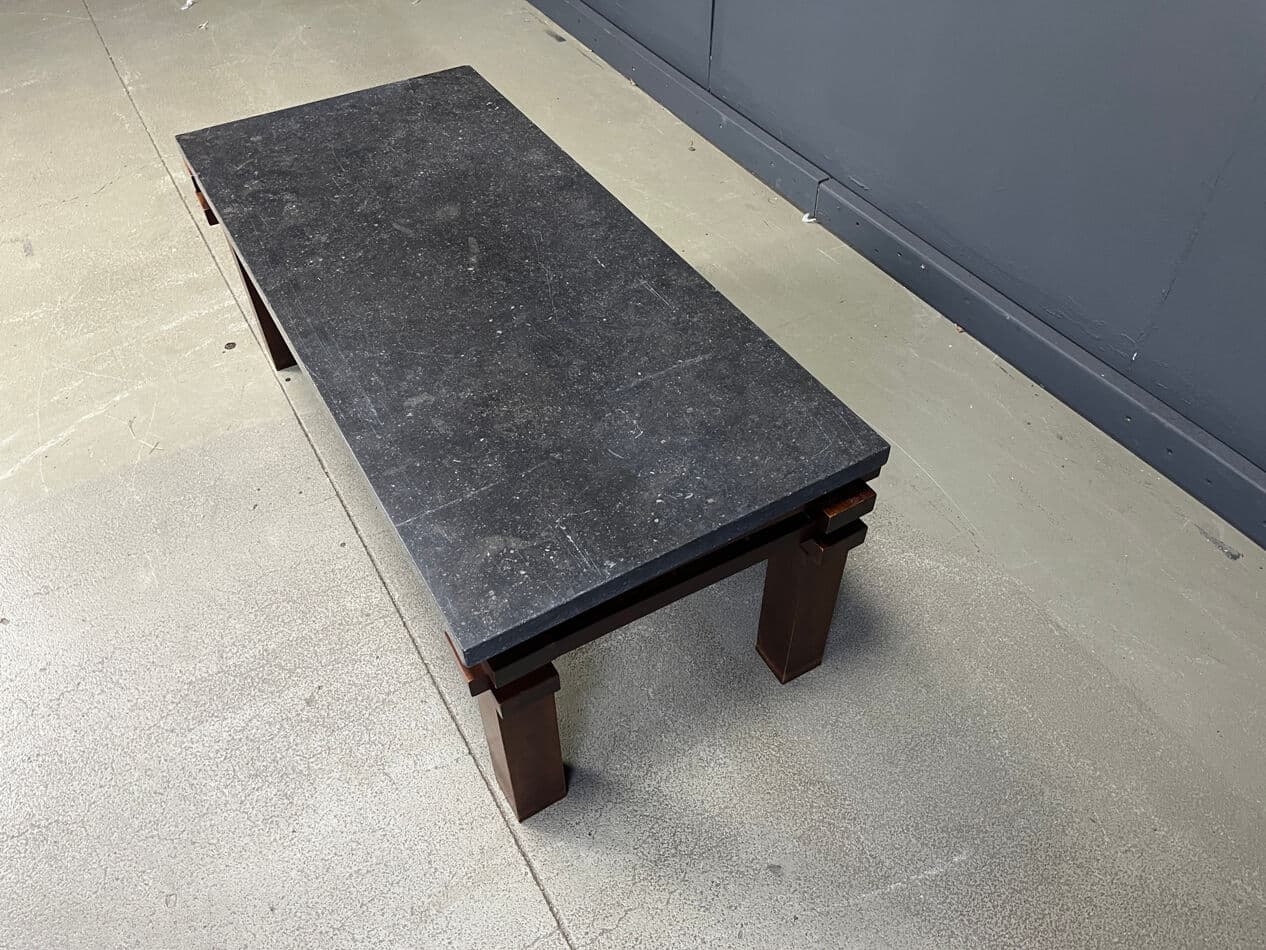 Coffee table, black marble, wood, Belgium, 1970s. - 275638