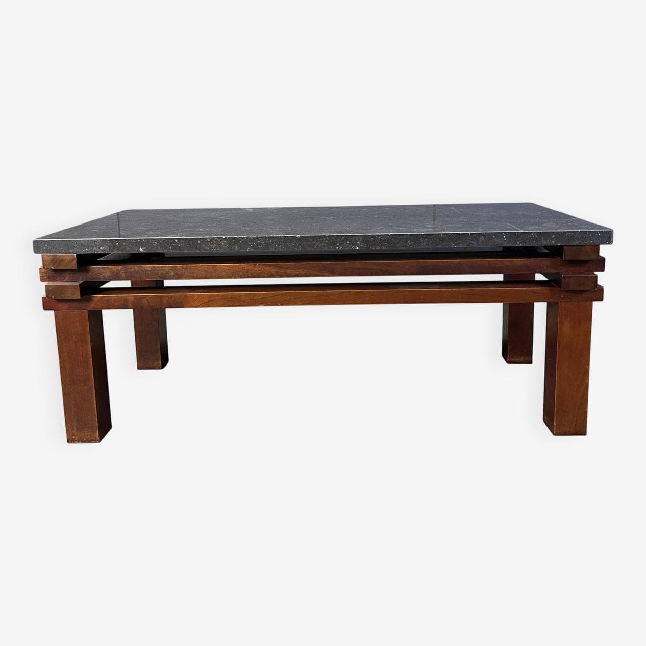 Coffee table, black marble, wood, Belgium, 1970s. - 275636