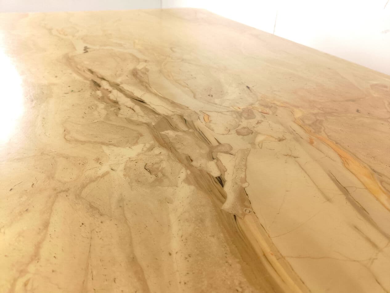 Stół jadalniany, beżowy, trawertyn, Włochy, lata 70. - 275608