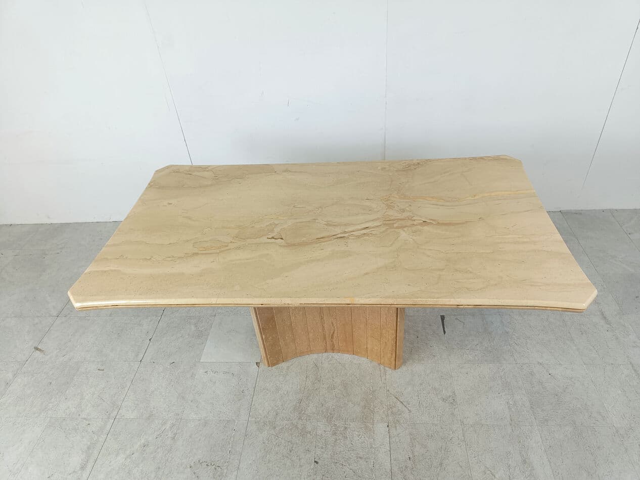 Stół jadalniany, beżowy, trawertyn, Włochy, lata 70. - 275600