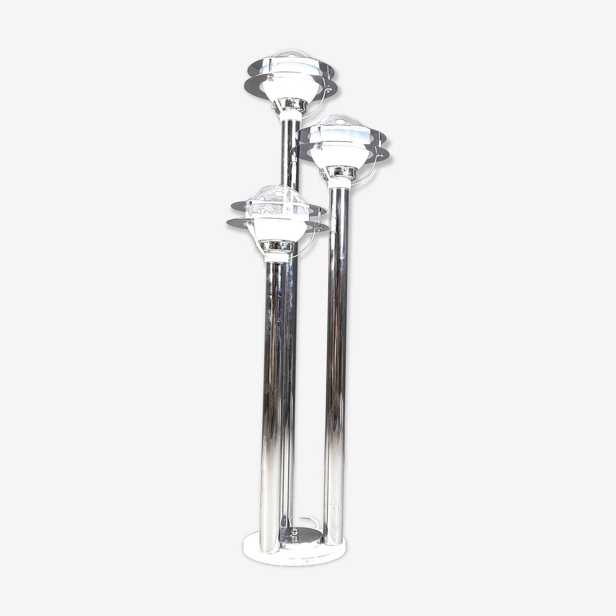 Lampa podłogowa Space Age, chromowany metal srebrny, szkło, lata 70. - 275590