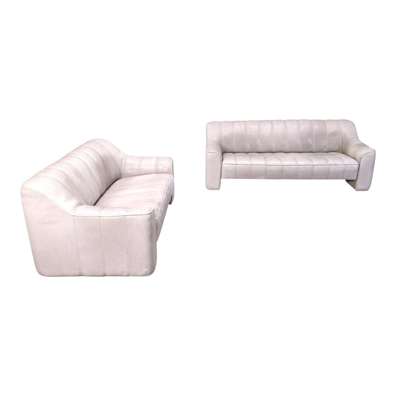 Sofa set DS44, grey leather, de Sede, Switzerland, 1970s.