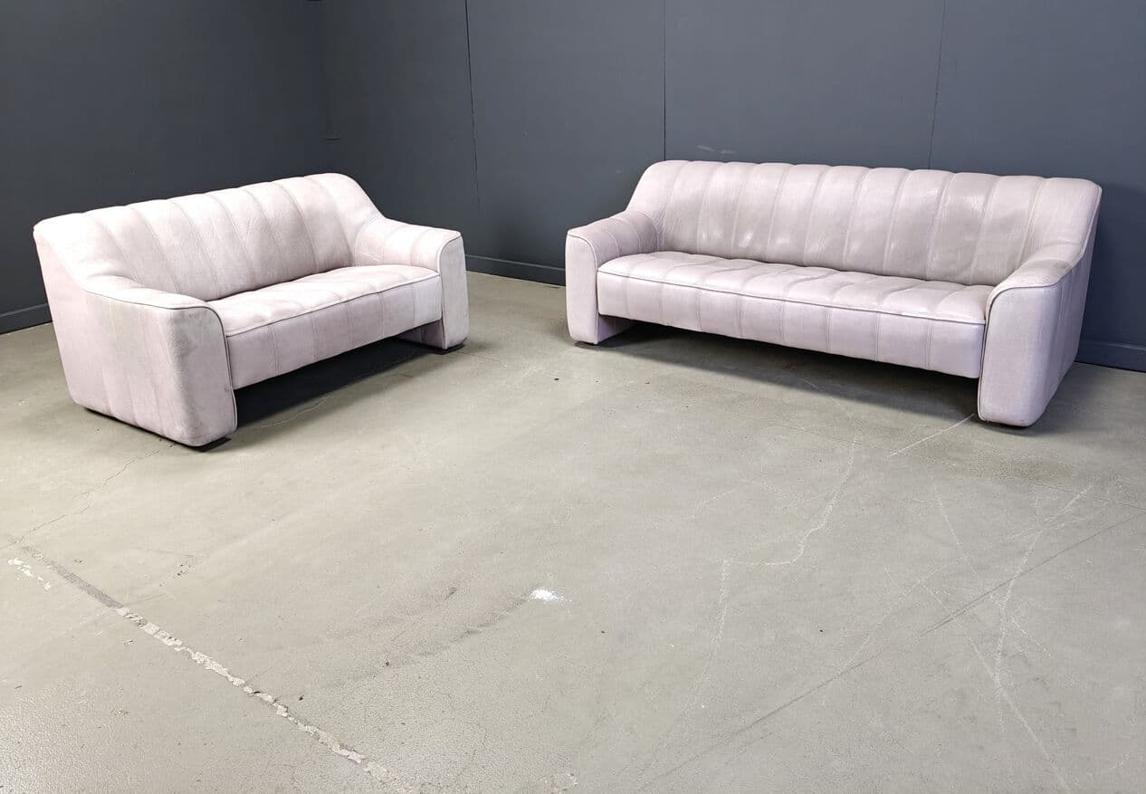 Sofa set DS44, grey leather, de Sede, Switzerland, 1970s. - 275566