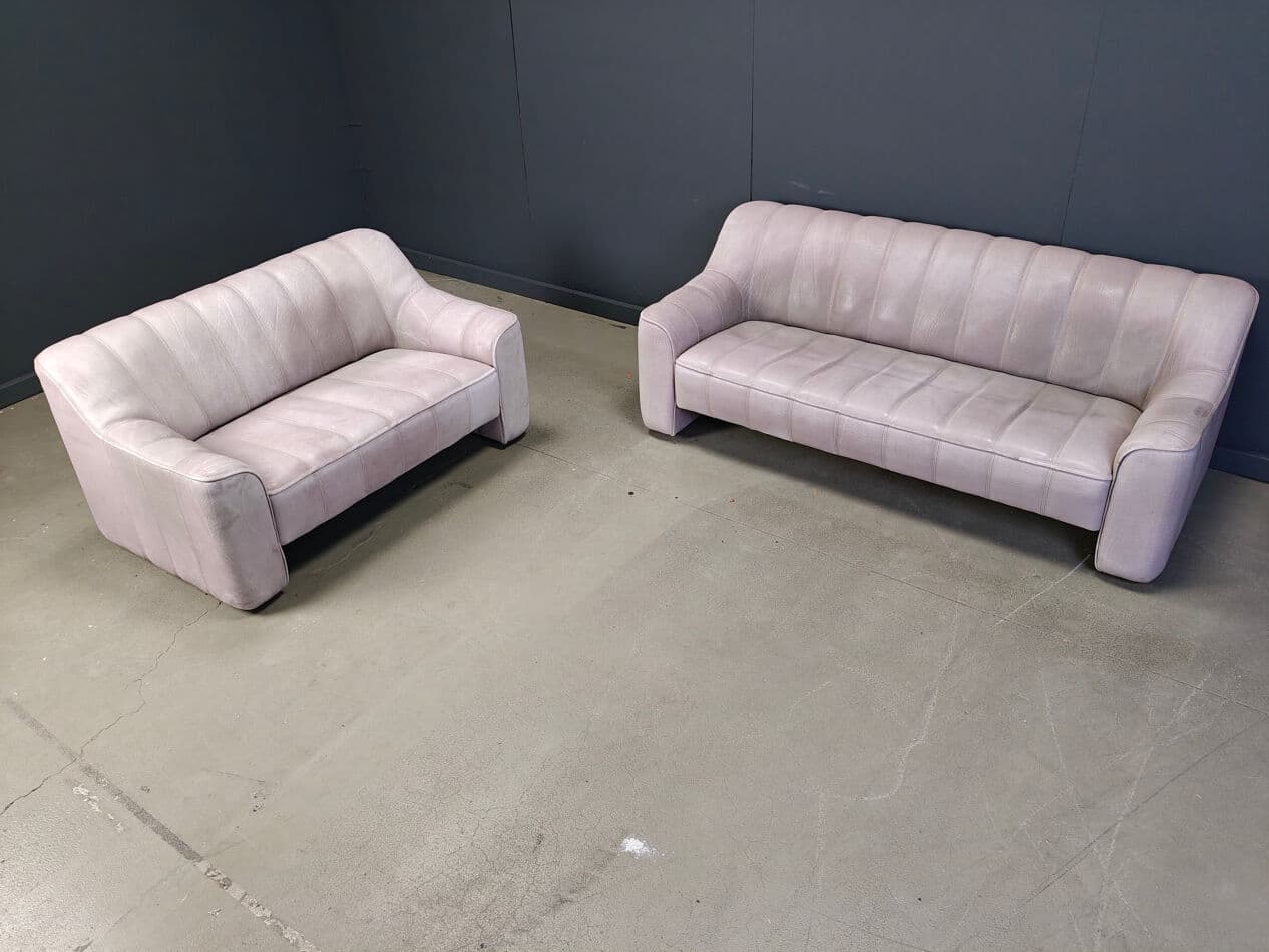 Sofa set DS44, grey leather, de Sede, Switzerland, 1970s. - 275564