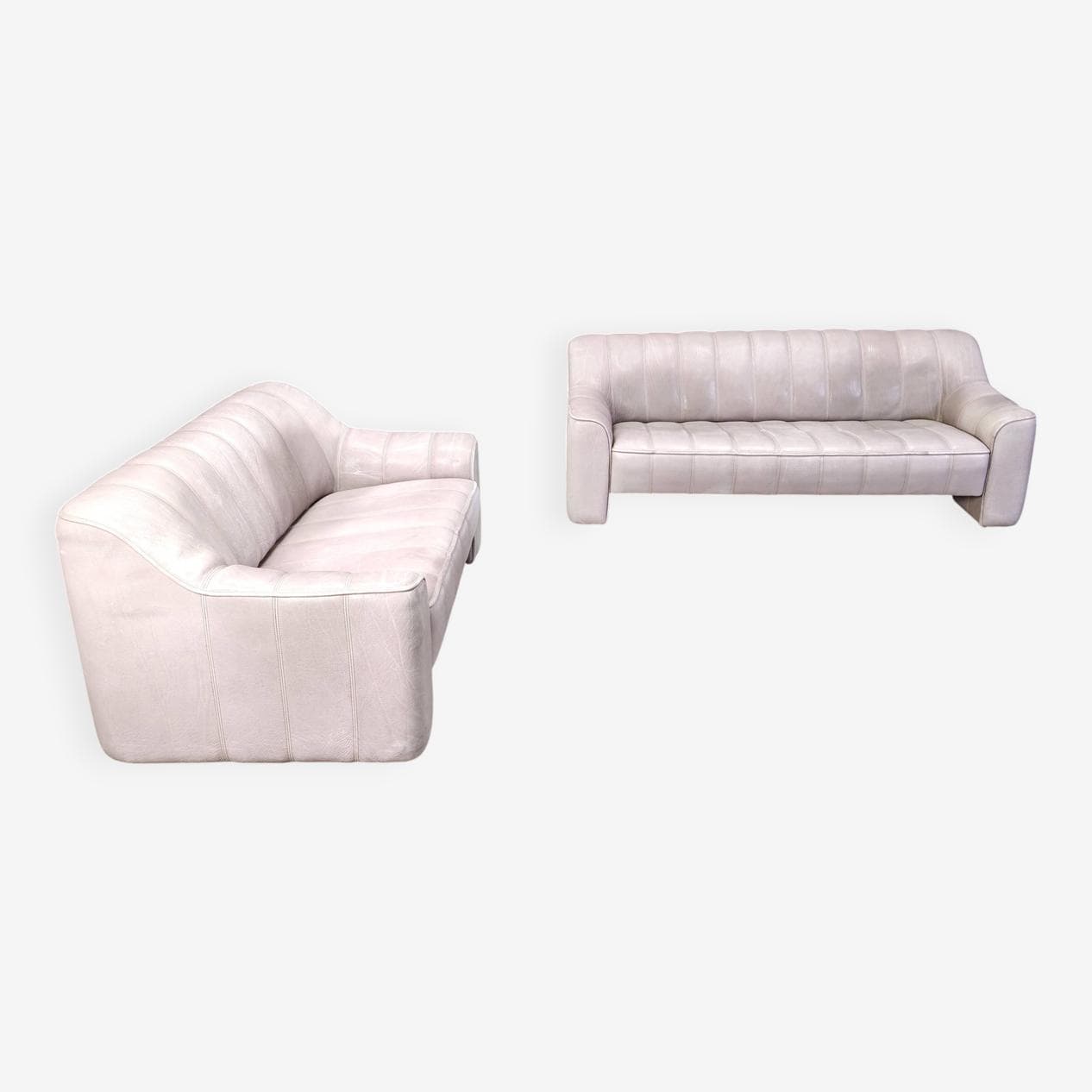 Sofa set DS44, grey leather, de Sede, Switzerland, 1970s. - 275563