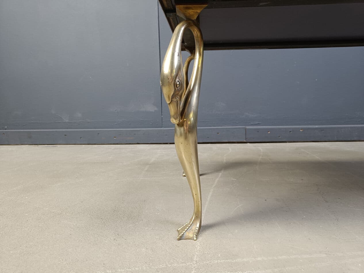 Coffee Table, Hollywood Regency, grey glass, brass, 1970s. - 275553