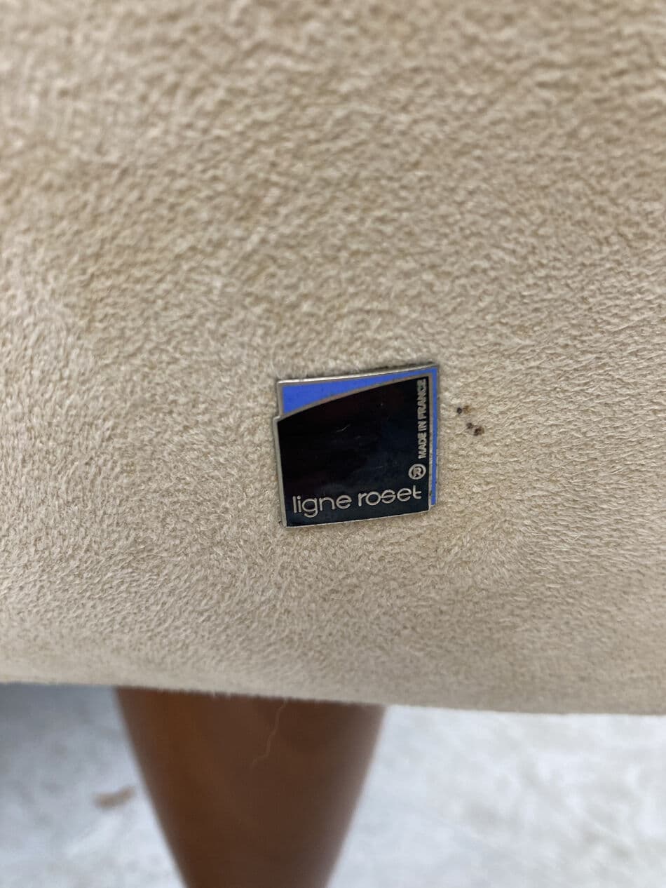 Fotel lounge wysoki, beżowy, velvet, Francja, lata 90. - 275528