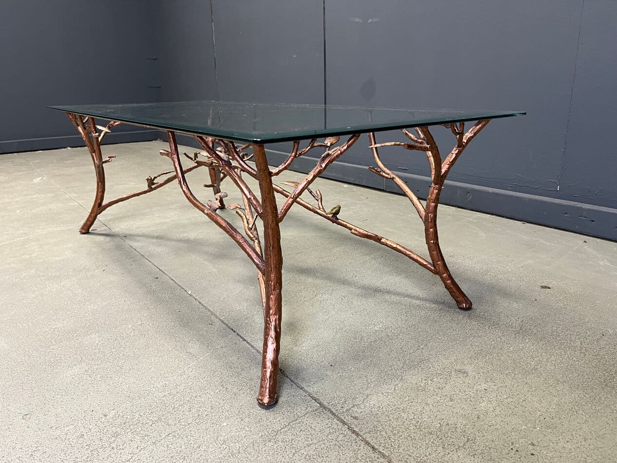 Coffee table, multicolor iron, glass, Belgium, 1970s. - 275488