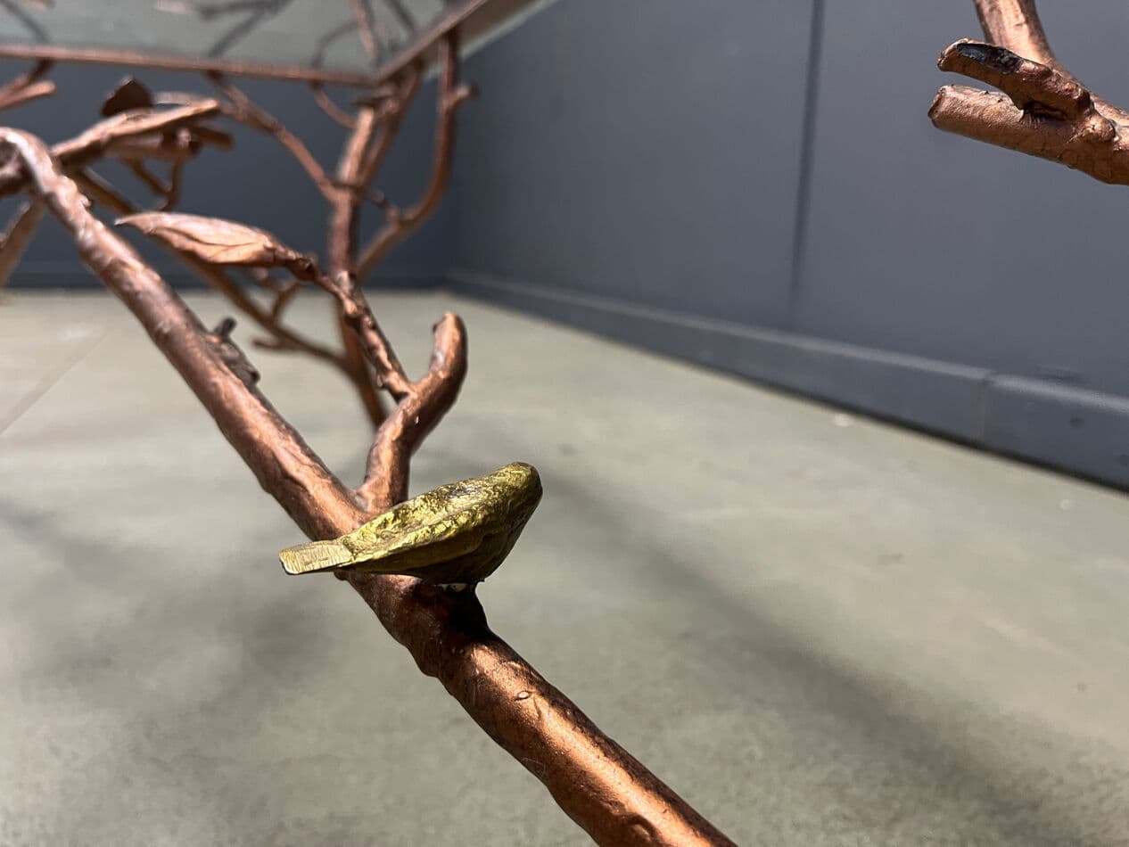 Coffee table, multicolor iron, glass, Belgium, 1970s. - 275485