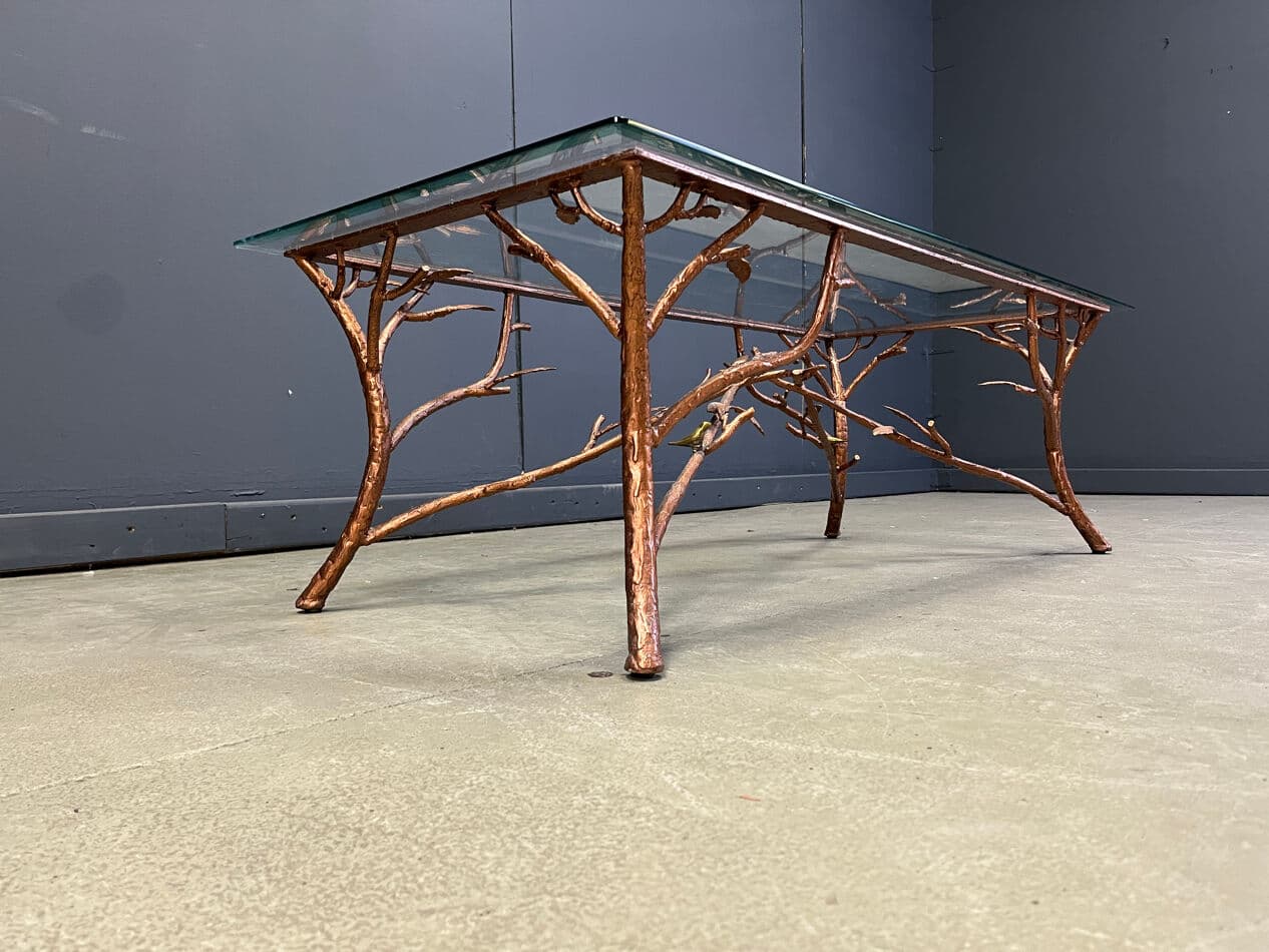 Coffee table, multicolor iron, glass, Belgium, 1970s. - 275490