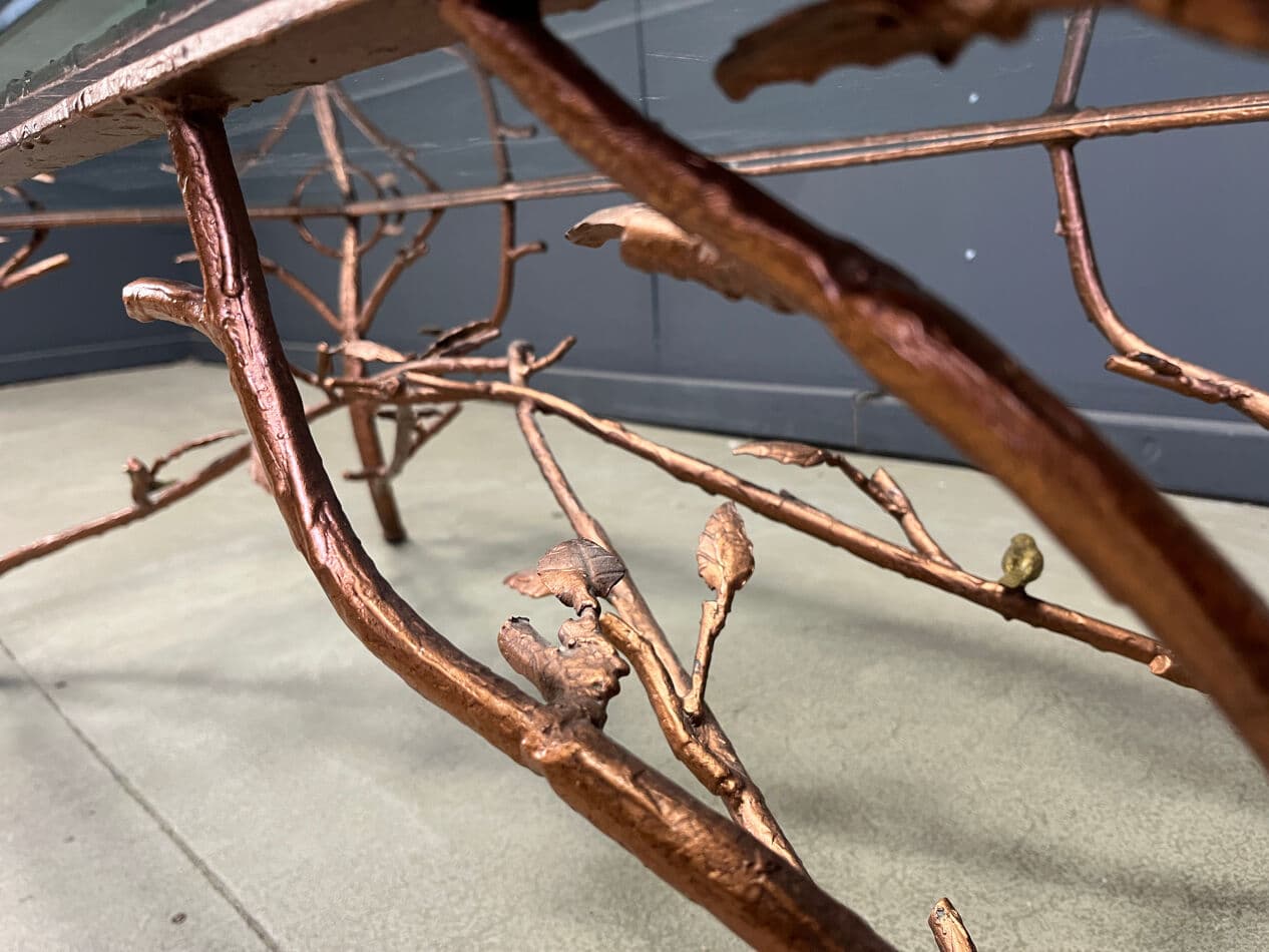 Coffee table, multicolor iron, glass, Belgium, 1970s. - 275486