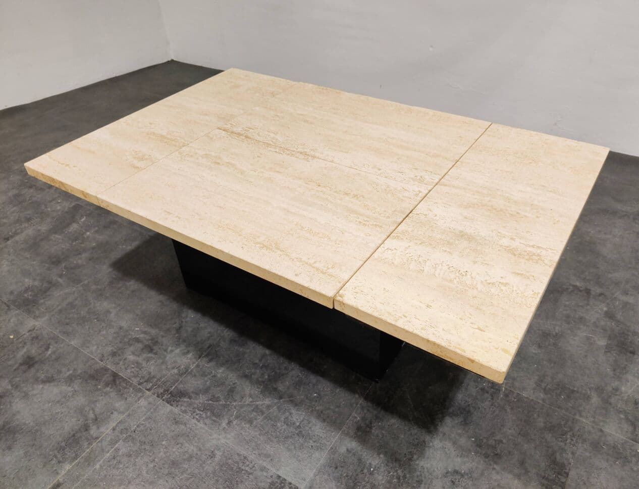 Bar coffee table, beige travertine, Belgium, 1970s. - 275469