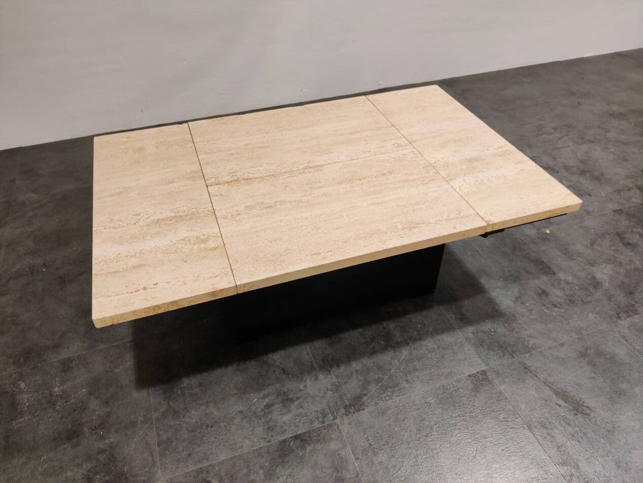 Bar coffee table, beige travertine, Belgium, 1970s. - 275470
