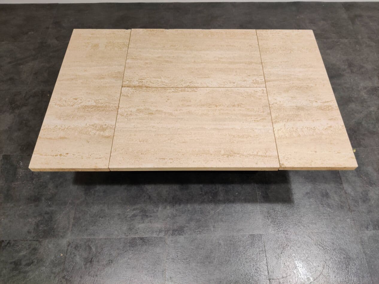 Bar coffee table, beige travertine, Belgium, 1970s. - 275474