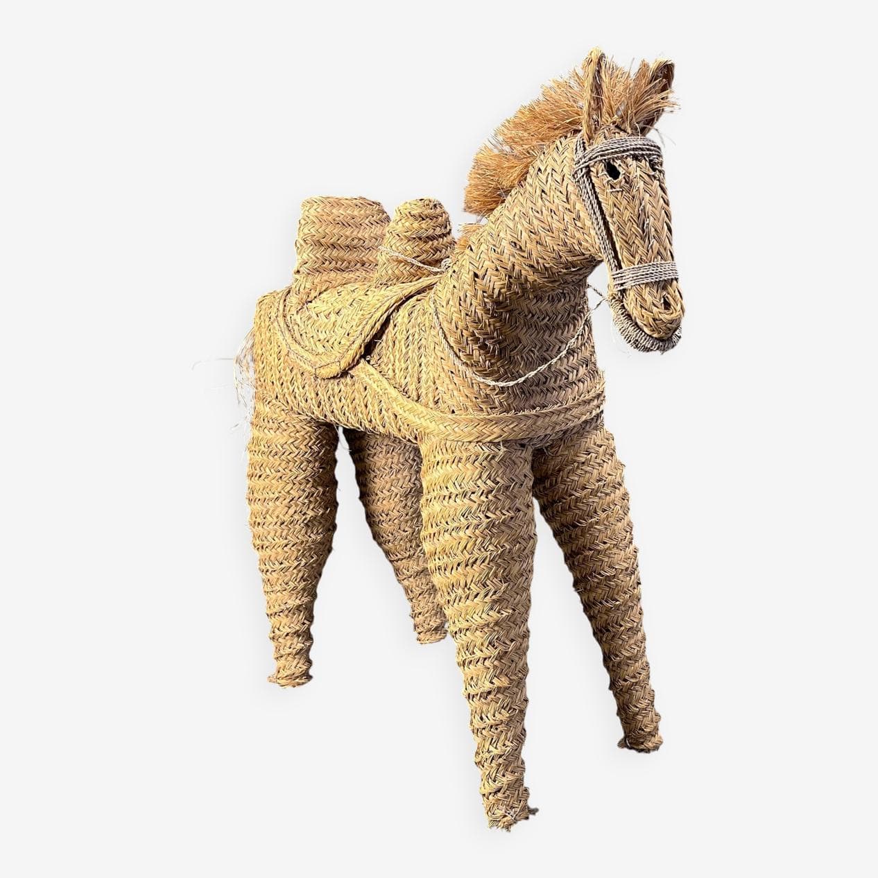 Rzeźba koń naturalnej wielkości, beżowy, rattan i wiklina, Hiszpania, lata 60. - 275446