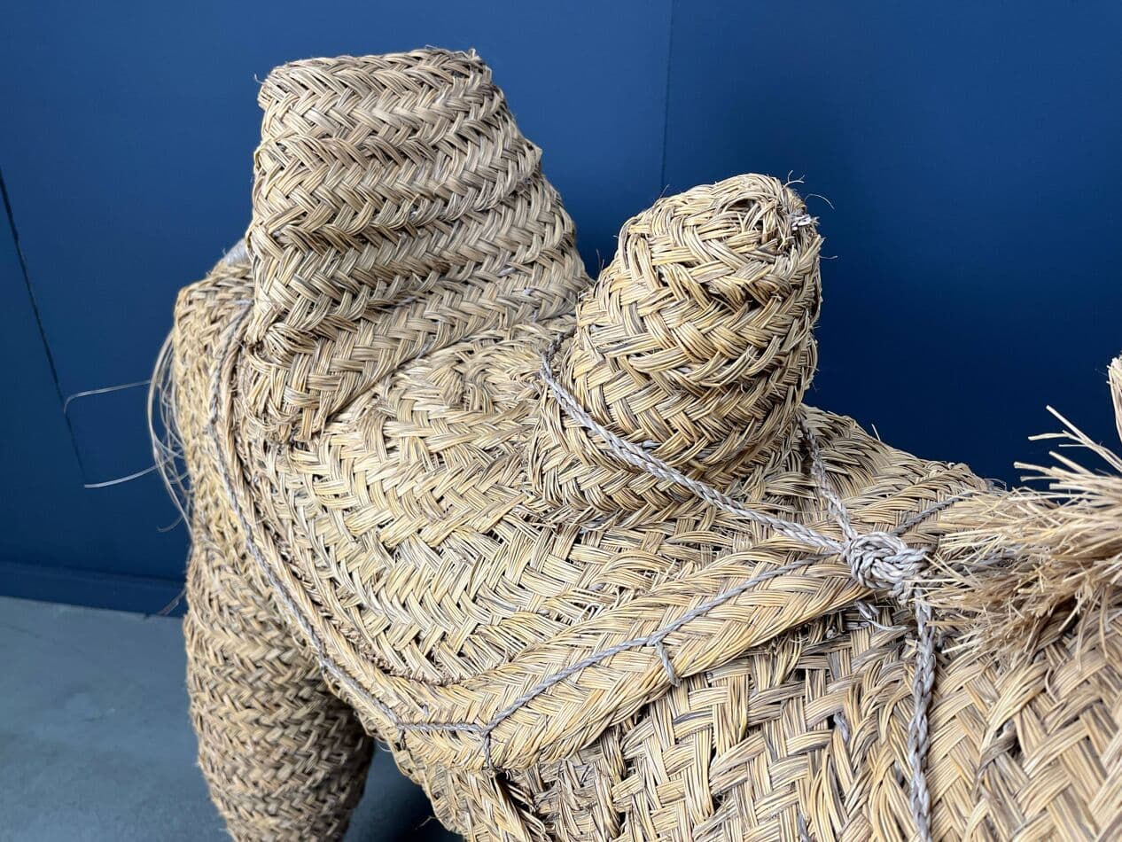 Rzeźba koń naturalnej wielkości, beżowy, rattan i wiklina, Hiszpania, lata 60. - 275453