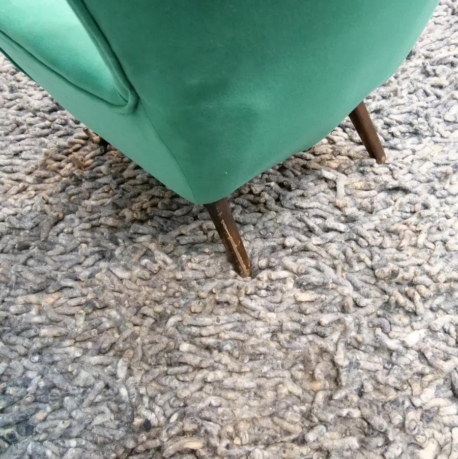 Lounge Chair Hi-Back, turquoise, velvet, Denmark, 1960s. - 18941