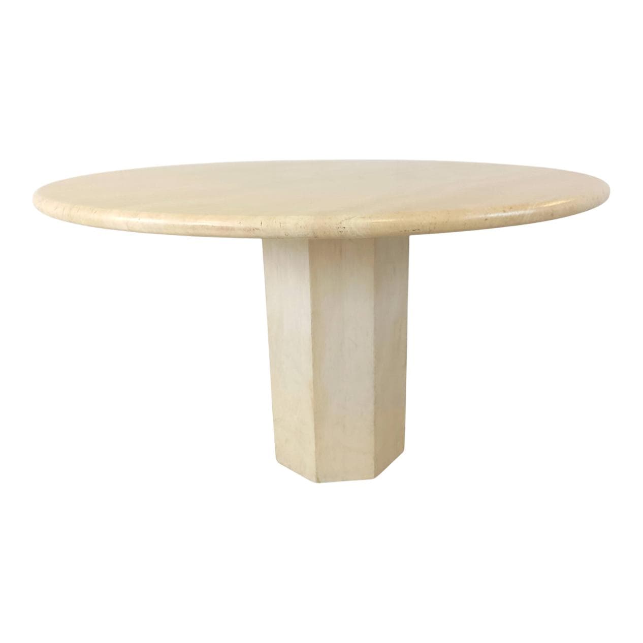 Stół jadalniany okrągły, beżowy, trawertyn, Włochy, lata 70.
