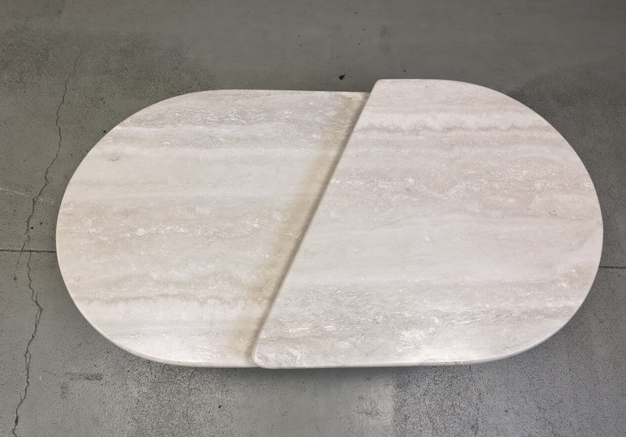 Pair of coffee tables, beige travertine, Italy, 1970s. - 275246