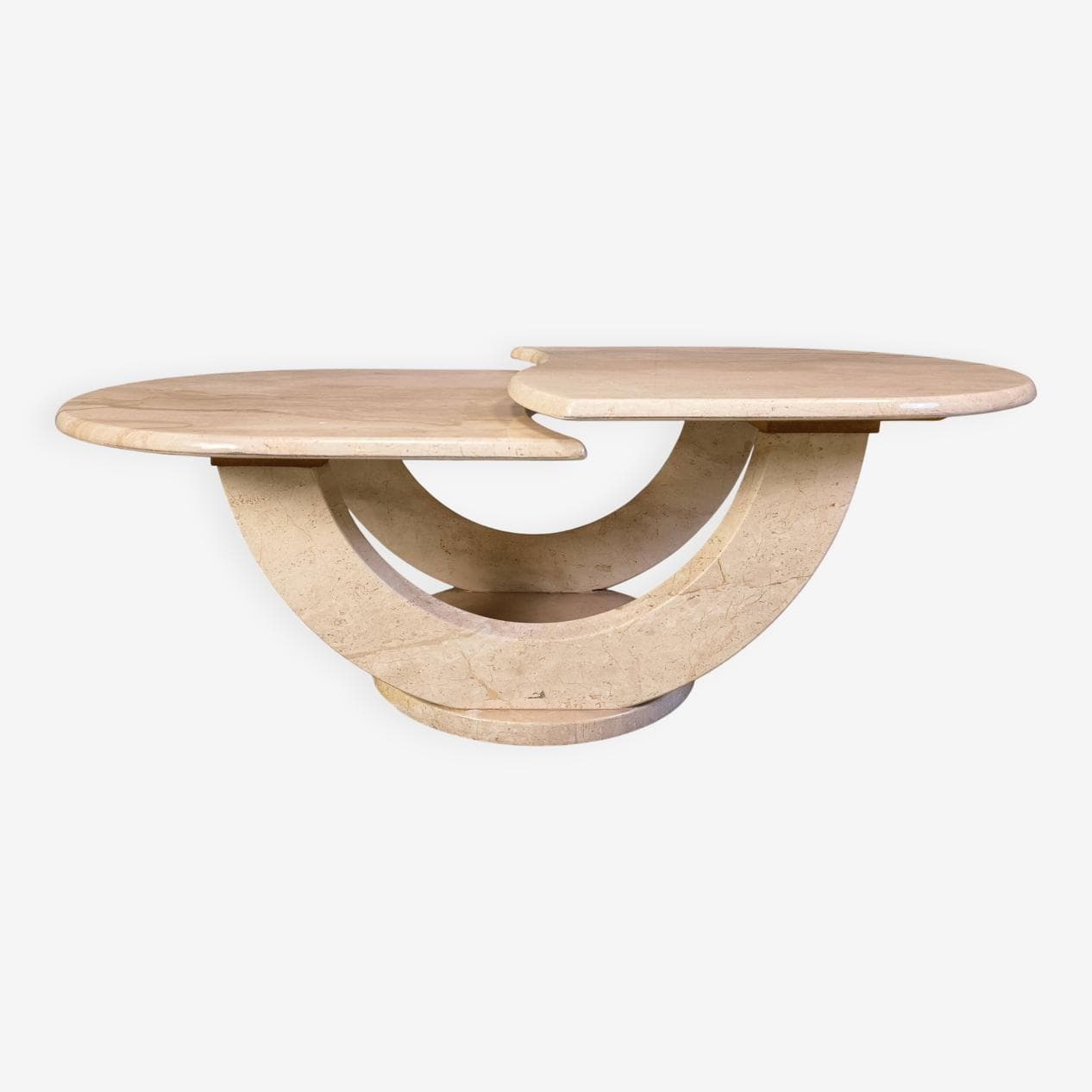 Two-tier coffee table, beige travertine, Italy, 1970s. - 275237