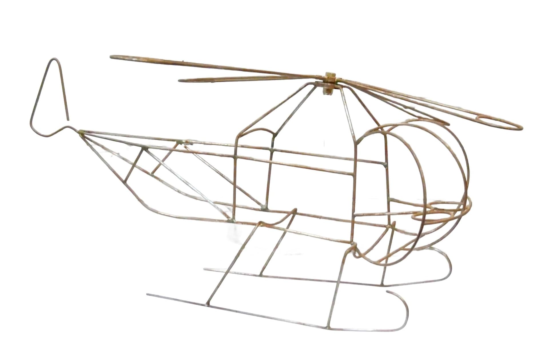 Model helikoptera, brązowy, metal, lata 60.