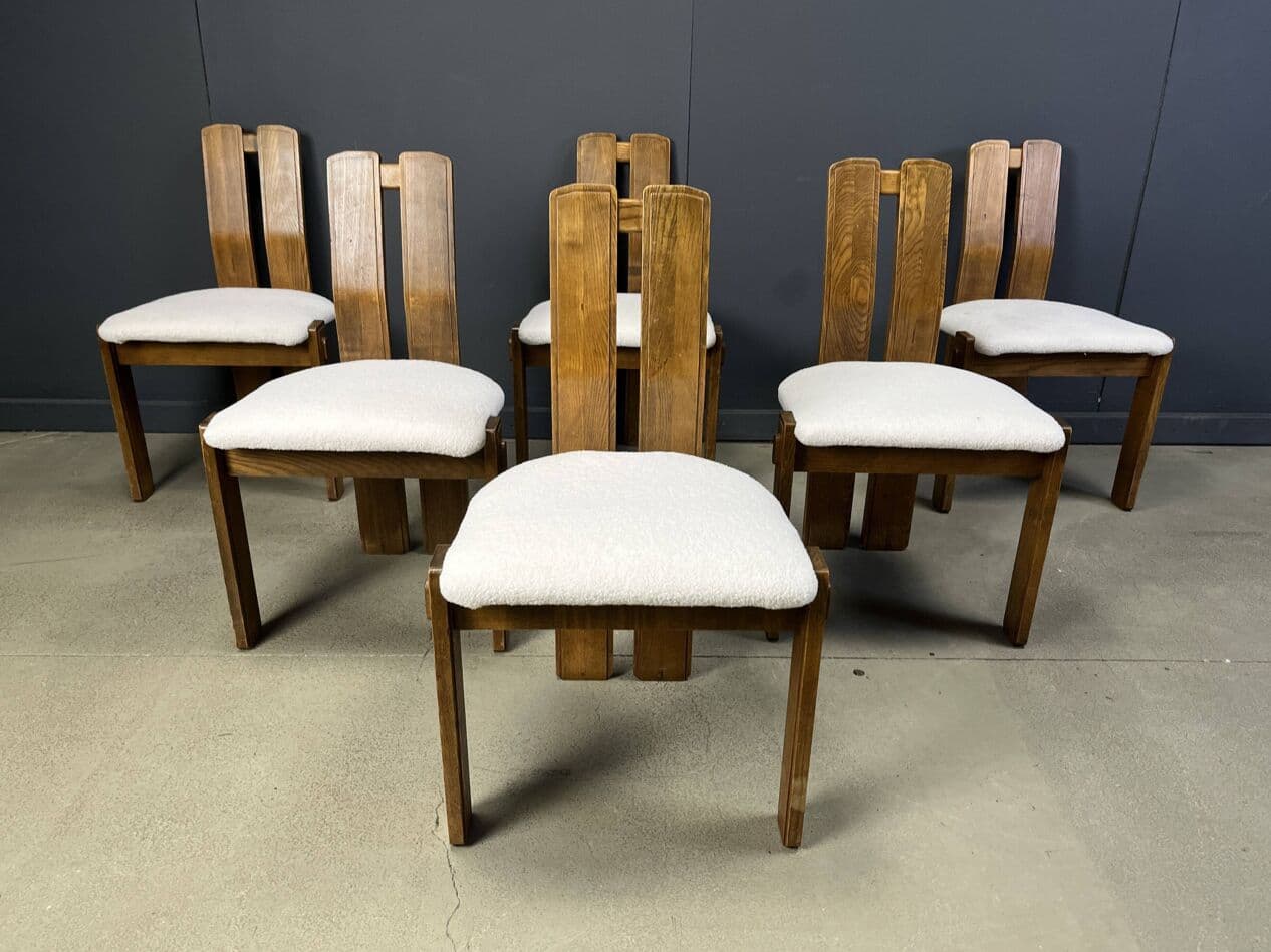 Zestaw sześciu krzeseł jadalnianych, drewno brązowy, Niemcy, lata 60. - 275172