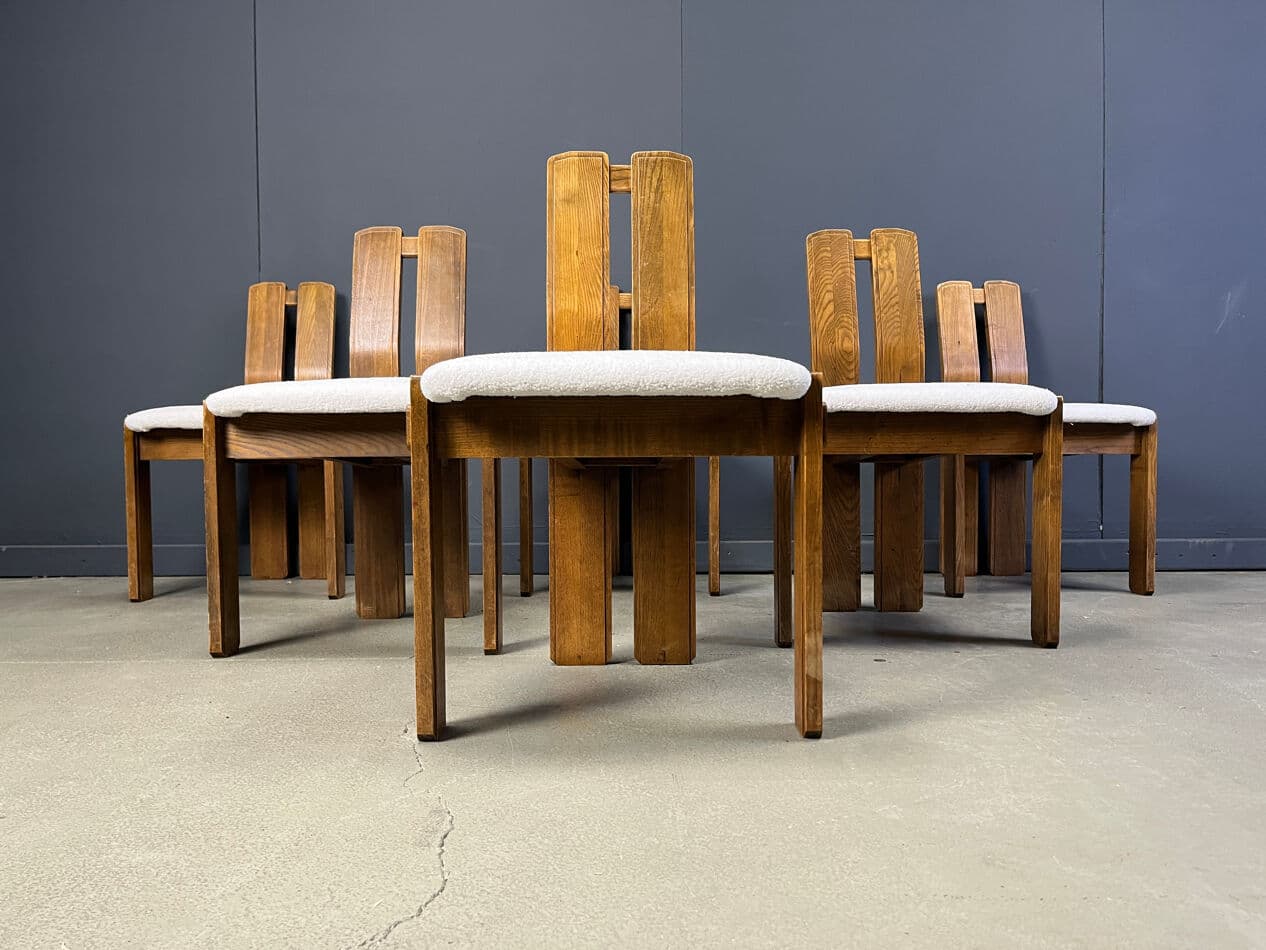 Zestaw sześciu krzeseł jadalnianych, drewno brązowy, Niemcy, lata 60. - 275168