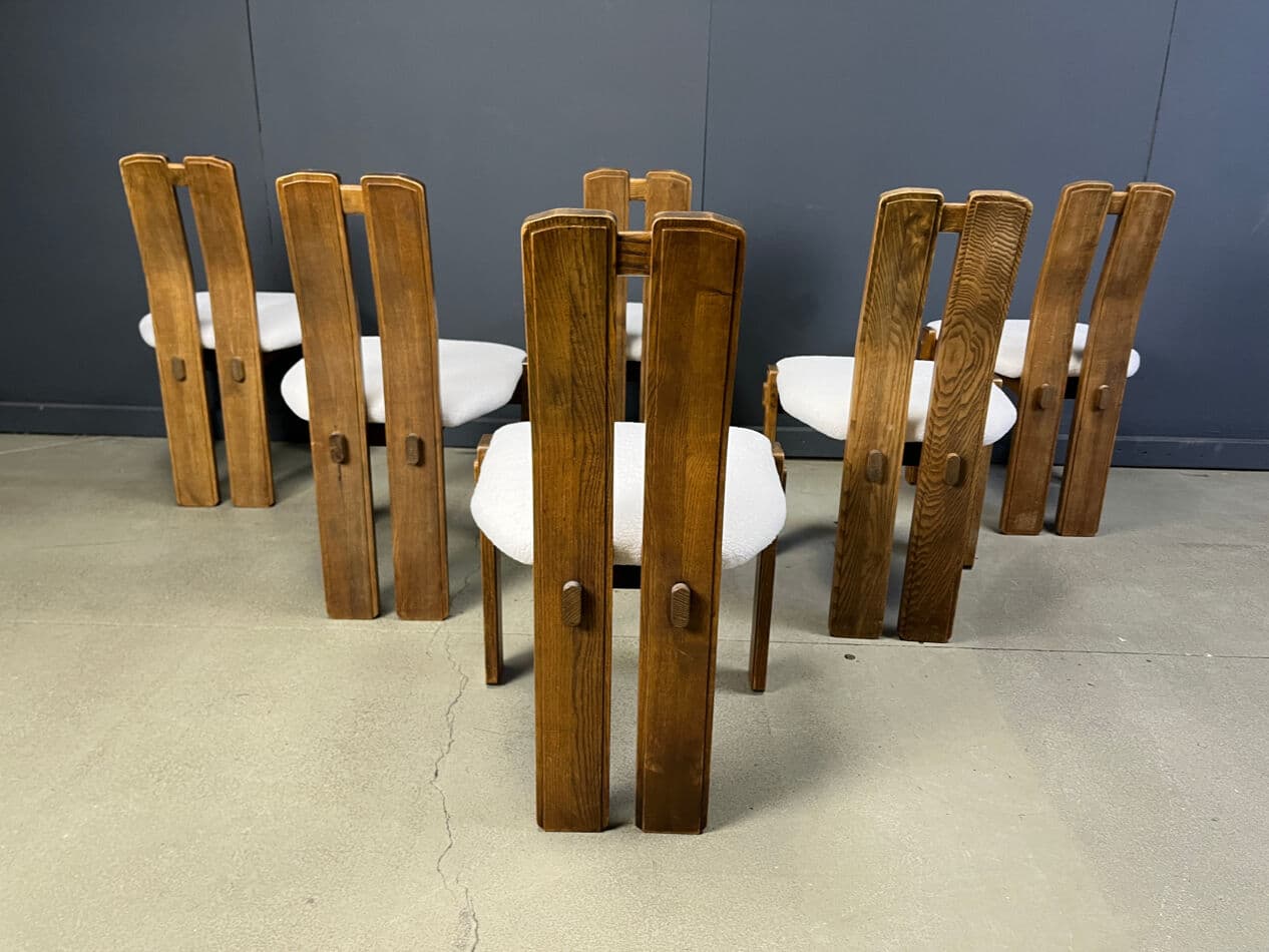 Zestaw sześciu krzeseł jadalnianych, drewno brązowy, Niemcy, lata 60. - 275167